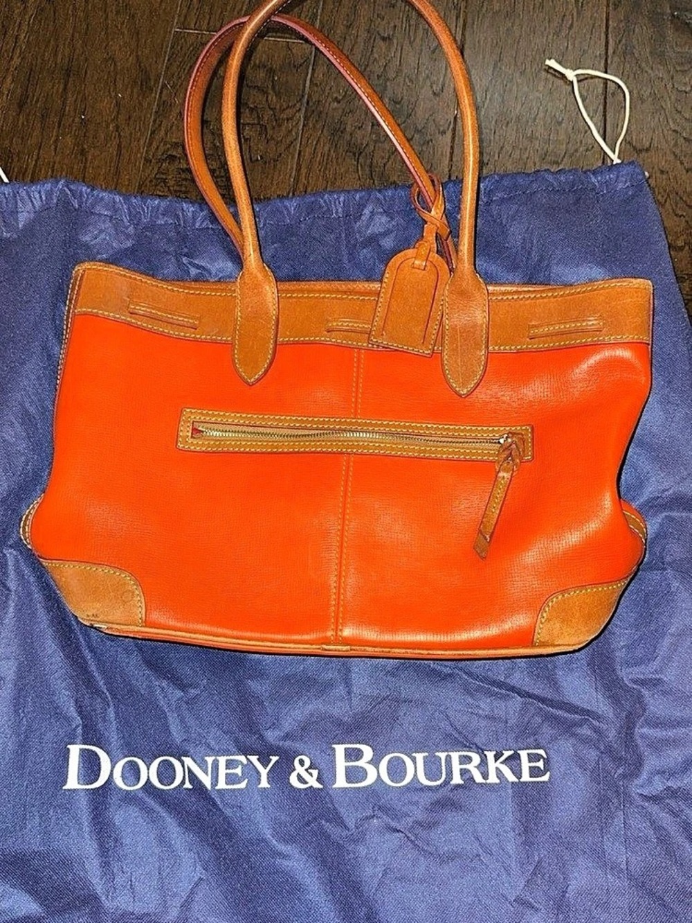 Dooney & Bourke Leather Trim Tote in Orange & Brown